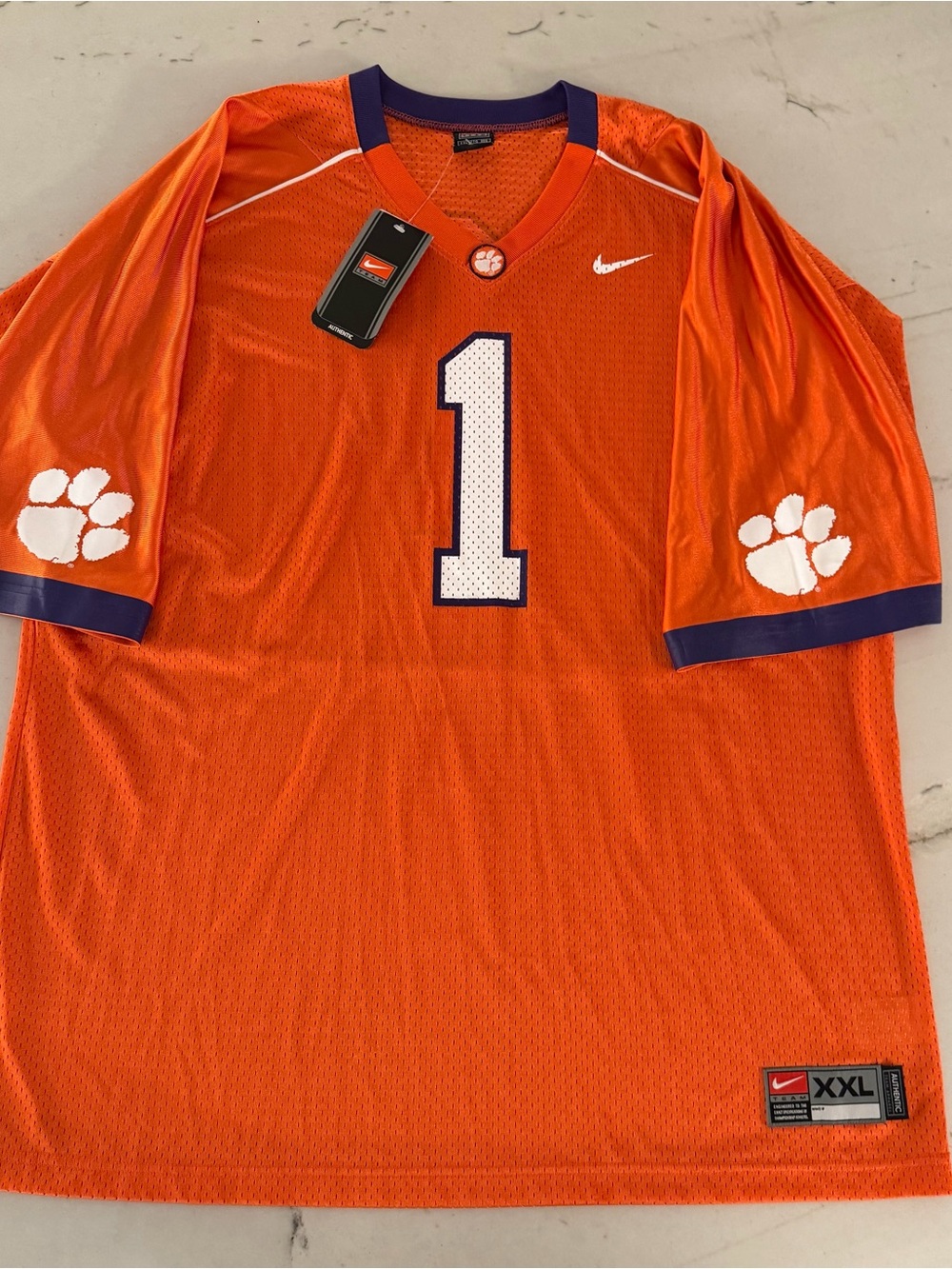 Nike Team Clemson Tigers Football Jersey Orange #1 NCAA Game Jersey Men Size XXL